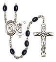 St. Christopher/Rugby 8x6mm Black Onyx Rosary R6006S-8194
