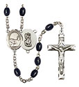 St. Christopher/Fishing 8x6mm Black Onyx Rosary R6006S-8196
