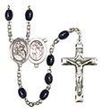 St. Sebastian/Motorcycle 8x6mm Black Onyx Rosary R6006S-8197