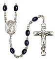 St. Roch 8x6mm Black Onyx Rosary R6006S-8310