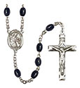 St. Eustachius 8x6mm Black Onyx Rosary R6006S-8356