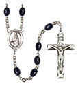 St. Emma Uffing 8x6mm Black Onyx Rosary R6006S-8450