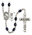 St. Christopher/Football 8x6mm Black Onyx Rosary R6006S-8501