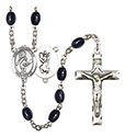 St. Christopher/Tennis 8x6mm Black Onyx Rosary R6006S-8505