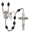 St. Christopher/Swimming 8x6mm Black Onyx Rosary R6006S-8511