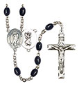 St. Christopher/Lacrosse 8x6mm Black Onyx Rosary R6006S-8516