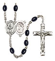 St. Sebastian/Baseball 8x6mm Black Onyx Rosary R6006S-8600