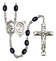 St. Sebastian/Tennis 8x6mm Black Onyx Rosary R6006S-8605