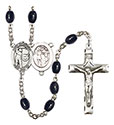 St. Sebastian/Golf 8x6mm Black Onyx Rosary R6006S-8606