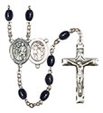 St. Sebastian/Karate 8x6mm Black Onyx Rosary R6006S-8615