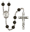 St. Barbara 7mm Black Onyx Rosary R6007S-8006