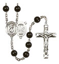 St. Christopher/Nat&#39;l Guard 7mm Black Onyx Rosary R6007S-8022S5
