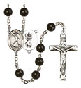 St. Christopher/Football 7mm Black Onyx Rosary R6007S-8151