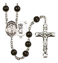 St. Christopher/Golf 7mm Black Onyx Rosary R6007S-8152