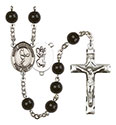 St. Christopher/Tennis 7mm Black Onyx Rosary R6007S-8156