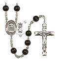 St. Christopher/Swimming 7mm Black Onyx Rosary R6007S-8157