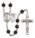 St. Sebastian/Lacrosse 7mm Black Onyx Rosary R6007S-8174