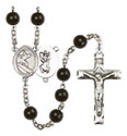 St. Christopher/Surfing 7mm Black Onyx Rosary R6007S-8184