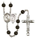 St. Sebastian/Rugby 7mm Black Onyx Rosary R6007S-8187