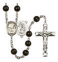 St. Sebastian/Fishing 7mm Black Onyx Rosary R6007S-8188