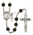 St. Christopher/Skiing 7mm Black Onyx Rosary R6007S-8193