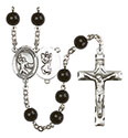 St. Christopher/Football 7mm Black Onyx Rosary R6007S-8501