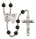 St. Sebastian/Track &amp; Field 7mm Black Onyx Rosary R6007S-8609