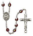 St. Catherine Laboure 7mm Garnet Aurora Borealis Rosary R6008GTS-8021