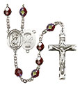 St. Christopher/Nat&#39;l Guard 7mm Garnet Aurora Borealis Rosary R6008GTS-8022S5