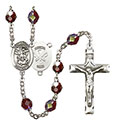 St. Michael/Nat&#39;l Guard 7mm Garnet Aurora Borealis Rosary R6008GTS-8076S5
