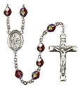 St. Zachary 7mm Garnet Aurora Borealis Rosary R6008GTS-8116
