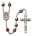 St. Ursula 7mm Garnet Aurora Borealis Rosary R6008GTS-8127