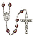 St. Vincent de Paul 7mm Garnet Aurora Borealis Rosary R6008GTS-8134