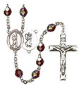 St. Christopher/Lacrosse 7mm Garnet Aurora Borealis Rosary R6008GTS-8144