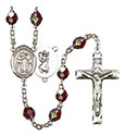 St. Christopher/Wrestling 7mm Garnet Aurora Borealis Rosary R6008GTS-8159