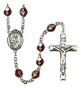 St. Isaac Jogues 7mm Garnet Aurora Borealis Rosary R6008GTS-8212
