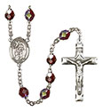 St. Peter Nolasco 7mm Garnet Aurora Borealis Rosary R6008GTS-8291