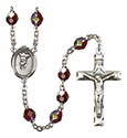 St. Philip Neri 7mm Garnet Aurora Borealis Rosary R6008GTS-8369