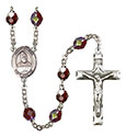 St. Fabian 7mm Garnet Aurora Borealis Rosary R6008GTS-8427