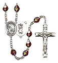 St. Christopher/Football 7mm Garnet Aurora Borealis Rosary R6008GTS-8501