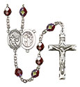 St. Sebastian/Basketball 7mm Garnet Aurora Borealis Rosary R6008GTS-8602