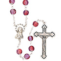 Rosary with Round Capped Pink Beads SR3953