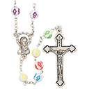 Rosary with White Round Multicolored Bead SR3966
